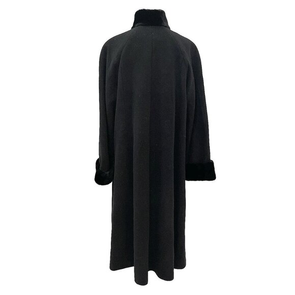 John Weitz Vintage Wool Trench Coat – Faux Fur Trim Gold Button Accent Size 12P - Picture 2 of 9